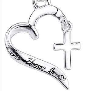 New Faith, Hope & Love with Cross Pendant Free Chain Solid .925 Sterling Silver!
